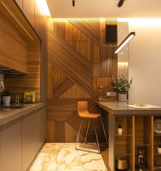 stylish modern kitchen interior fit out in dubai